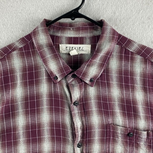 Ezekiel Button-Up Shirt Mens XL Multicolor Plaid Short Sleeve Button Collar - Picture 3 of 16